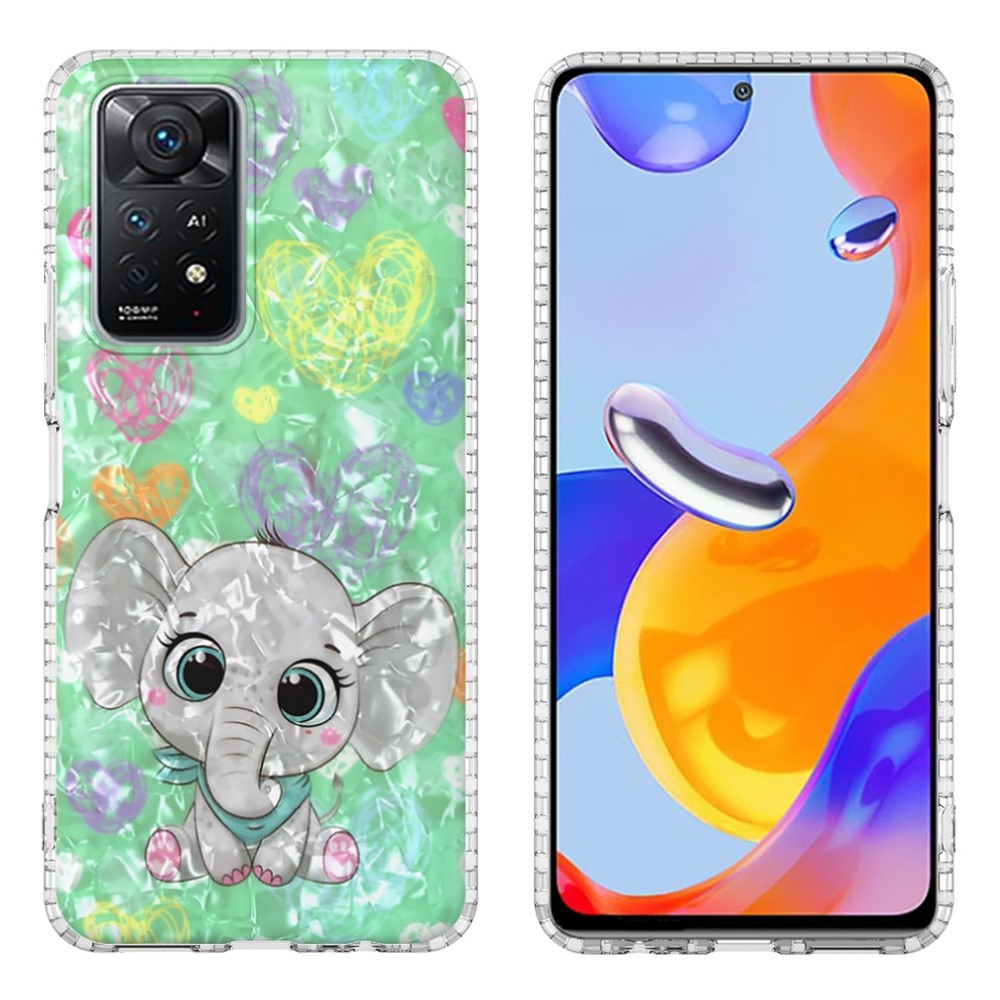 YB IMD Series-13 for Xiaomi Redmi Note 11 Pro 4G (MediaTek)/Note 11 Pro 5G (Qualcomm) Anti-Scratch 2.0mm TPU Phone Case IMD Shell Pattern Airbag Drop Protection Back Cover - BK009-Elephant-1