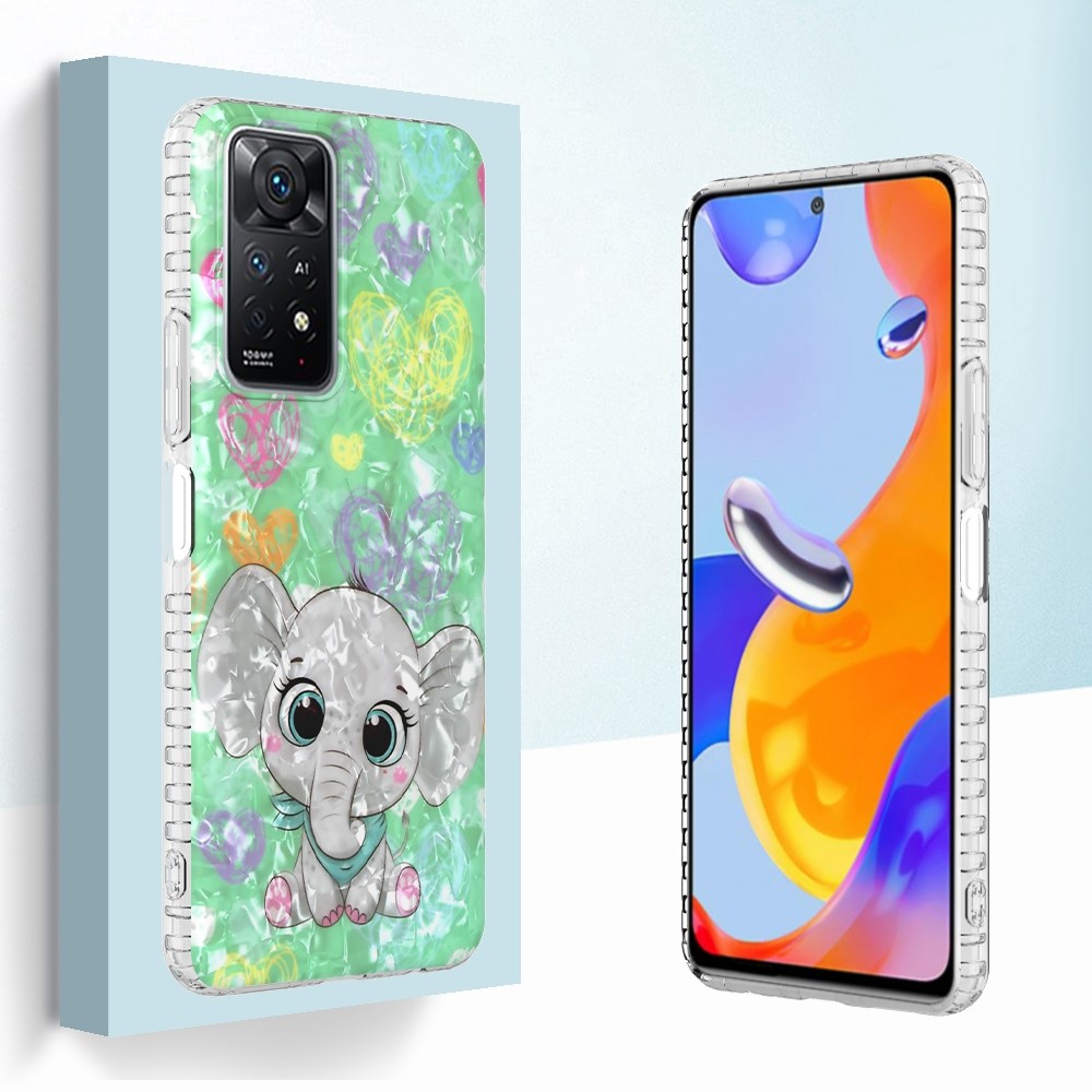 YB IMD Series-13 for Xiaomi Redmi Note 11 Pro 4G (MediaTek)/Note 11 Pro 5G (Qualcomm) Anti-Scratch 2.0mm TPU Phone Case IMD Shell Pattern Airbag Drop Protection Back Cover - BK009-Elephant-2