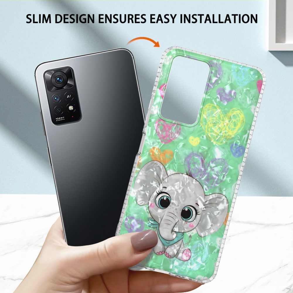 YB IMD Series-13 for Xiaomi Redmi Note 11 Pro 4G (MediaTek)/Note 11 Pro 5G (Qualcomm) Anti-Scratch 2.0mm TPU Phone Case IMD Shell Pattern Airbag Drop Protection Back Cover - BK009-Elephant-4