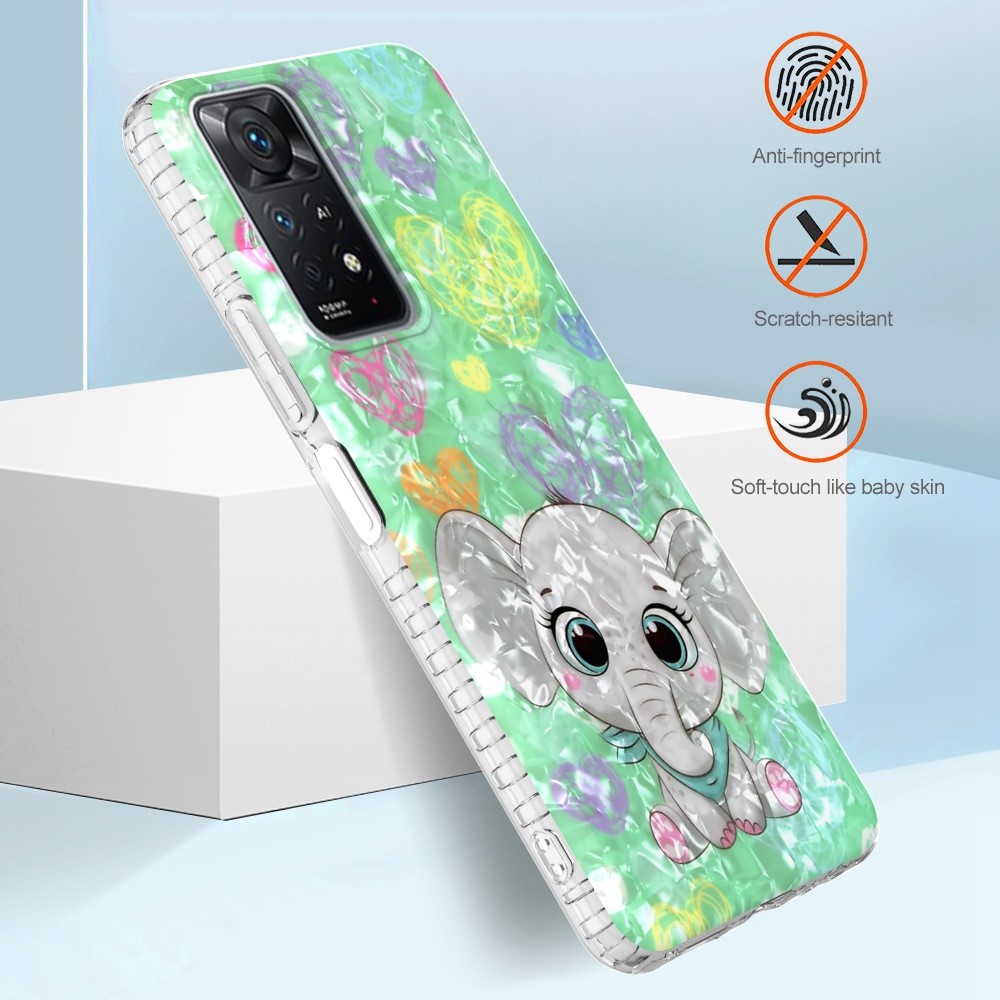 YB IMD Series-13 for Xiaomi Redmi Note 11 Pro 4G (MediaTek)/Note 11 Pro 5G (Qualcomm) Anti-Scratch 2.0mm TPU Phone Case IMD Shell Pattern Airbag Drop Protection Back Cover - BK009-Elephant-6