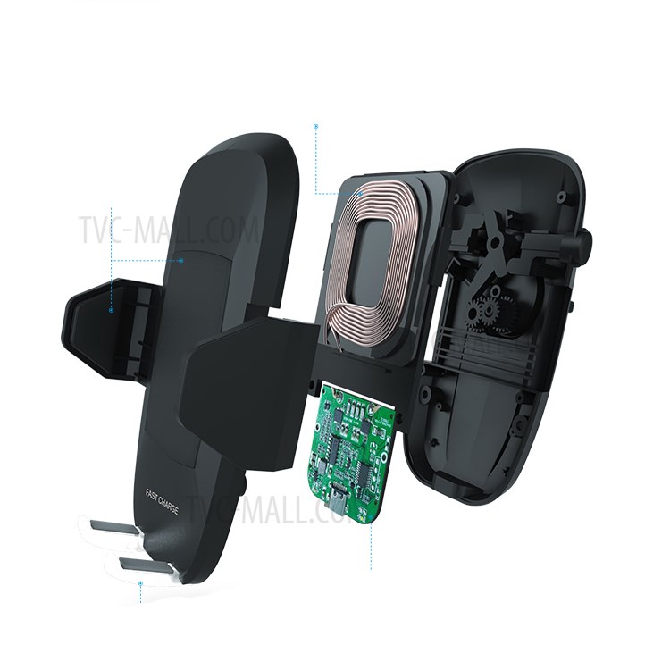 F100 Qi Standard Wireless Charger Air Vent + Suction Cup Car Mount for Qi Enabled Devices - Black-11