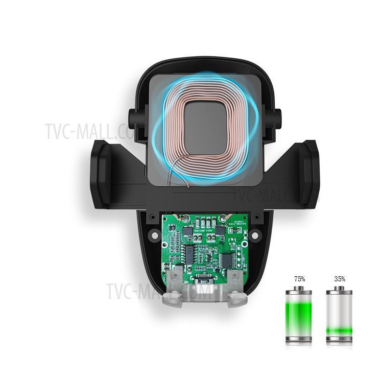 F100 Qi Standard Wireless Charger Air Vent + Suction Cup Car Mount for Qi Enabled Devices - Black-12