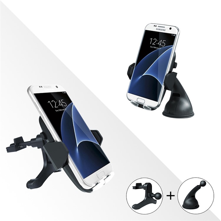 F100 Qi Standard Wireless Charger Air Vent + Suction Cup Car Mount for Qi Enabled Devices - Black-2