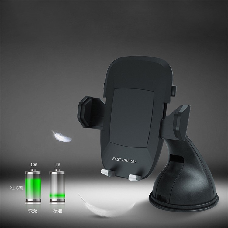 F100 Qi Standard Wireless Charger Air Vent + Suction Cup Car Mount for Qi Enabled Devices - Black-3