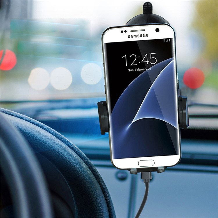 F100 Qi Standard Wireless Charger Air Vent + Suction Cup Car Mount for Qi Enabled Devices - Black-4