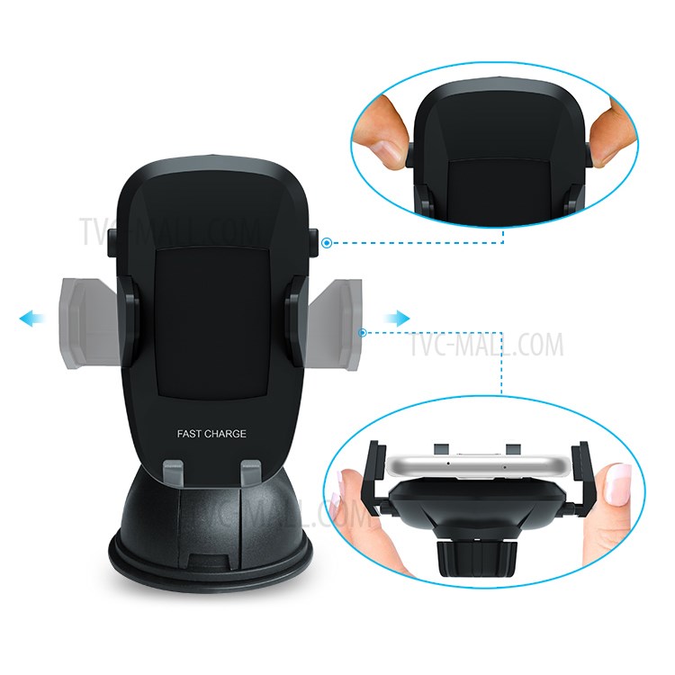 F100 Qi Standard Wireless Charger Air Vent + Suction Cup Car Mount for Qi Enabled Devices - Black-8