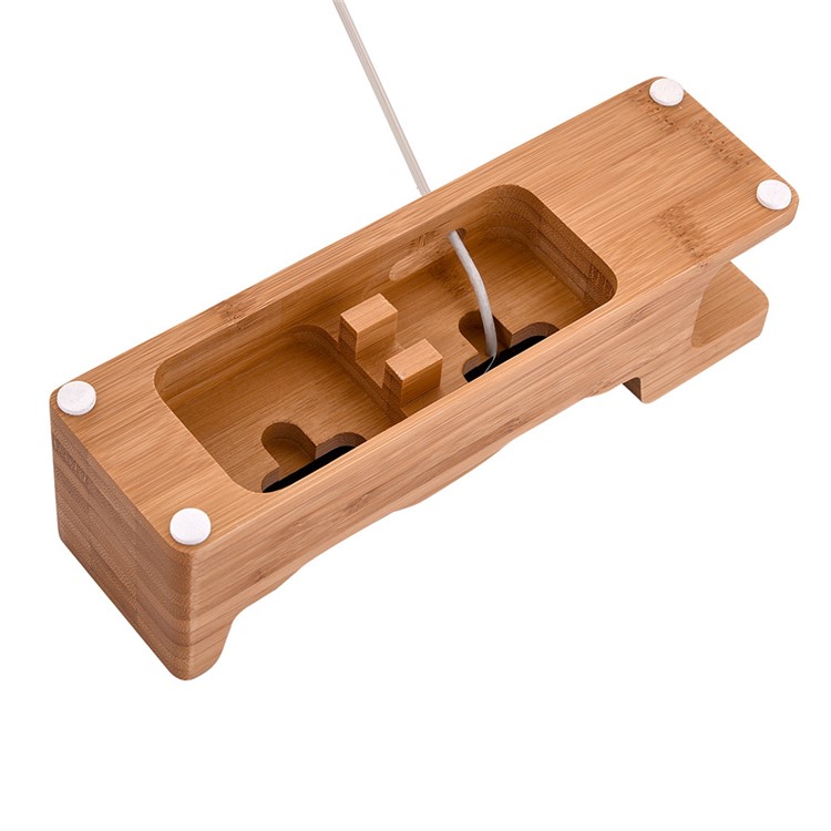 Bamboo Charging Stand Stent Pen/Card Holder for Apple Watch Phone Tablet - EU Plug-5