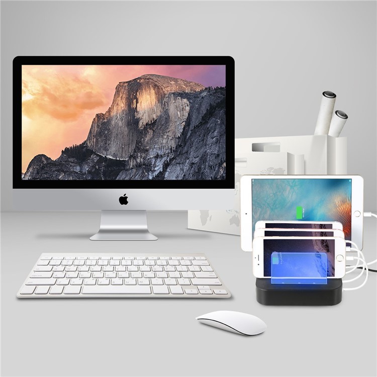 RX-USBH01 Universal 24W 4 USB Ports Charging Dock Station Desktop Mount for iPhone iPad Samsung - US Plug-14