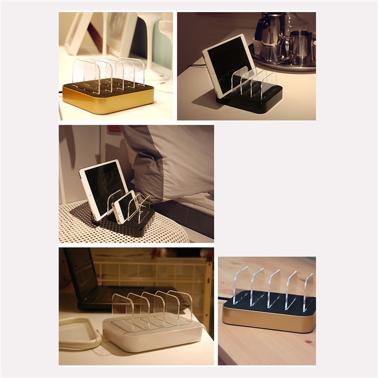 RX-USBH01 Universal 24W 4 USB Ports Charging Dock Station Desktop Mount for iPhone iPad Samsung - US Plug-15