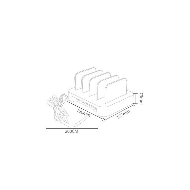 RX-USBH01 Universal 24W 4 USB Ports Charging Dock Station Desktop Mount for iPhone iPad Samsung - US Plug-5