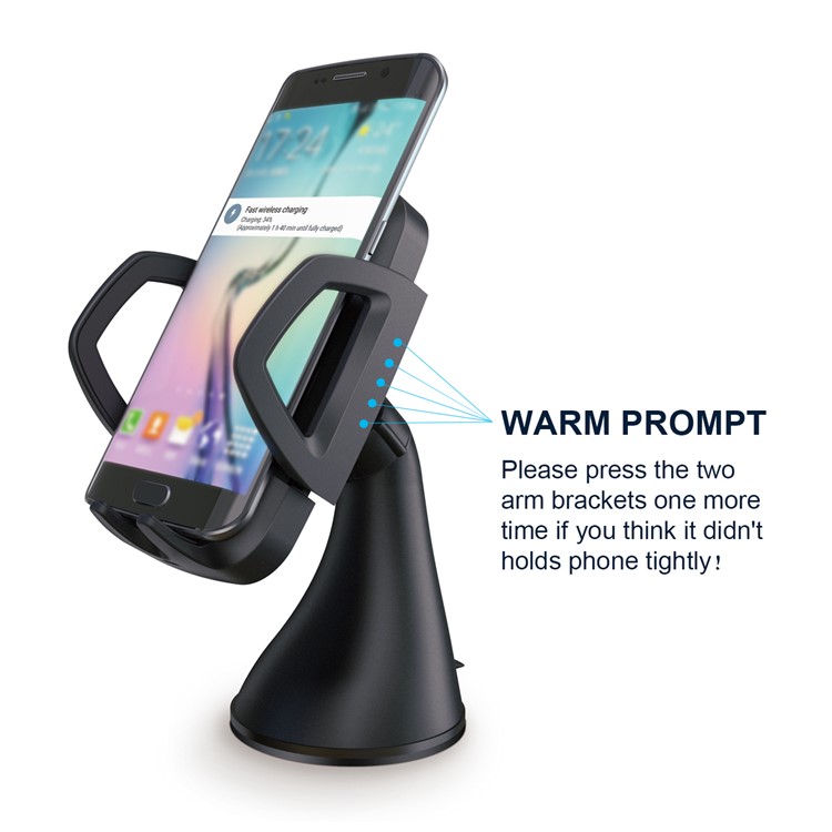 FC38 3-Coil Fast Wireless Charging Car Charger Qi Wireless Charging Cradle with Suction Cup / Car Air Vent Clip-1