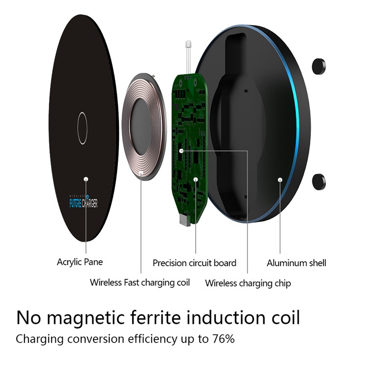 KD01 Portable Fast QI Standard Wireless Charging Pad with LED Light for Samsung Galaxy S6 edge / LG G4 etc. - Black-11