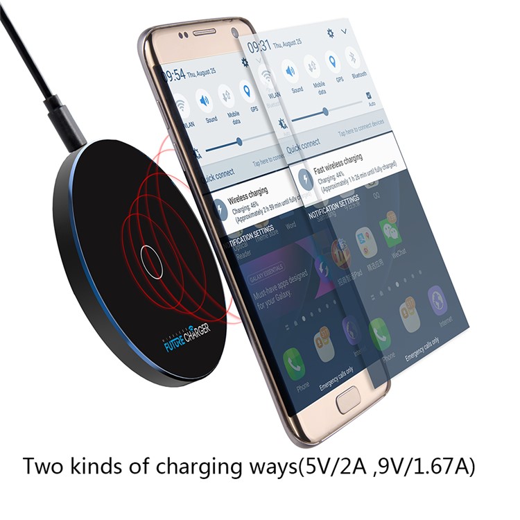 KD01 Portable Fast QI Standard Wireless Charging Pad with LED Light for Samsung Galaxy S6 edge / LG G4 etc. - Black-5