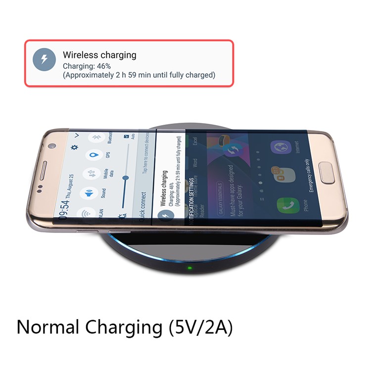 KD01 Portable Fast QI Standard Wireless Charging Pad with LED Light for Samsung Galaxy S6 edge / LG G4 etc. - Black-6