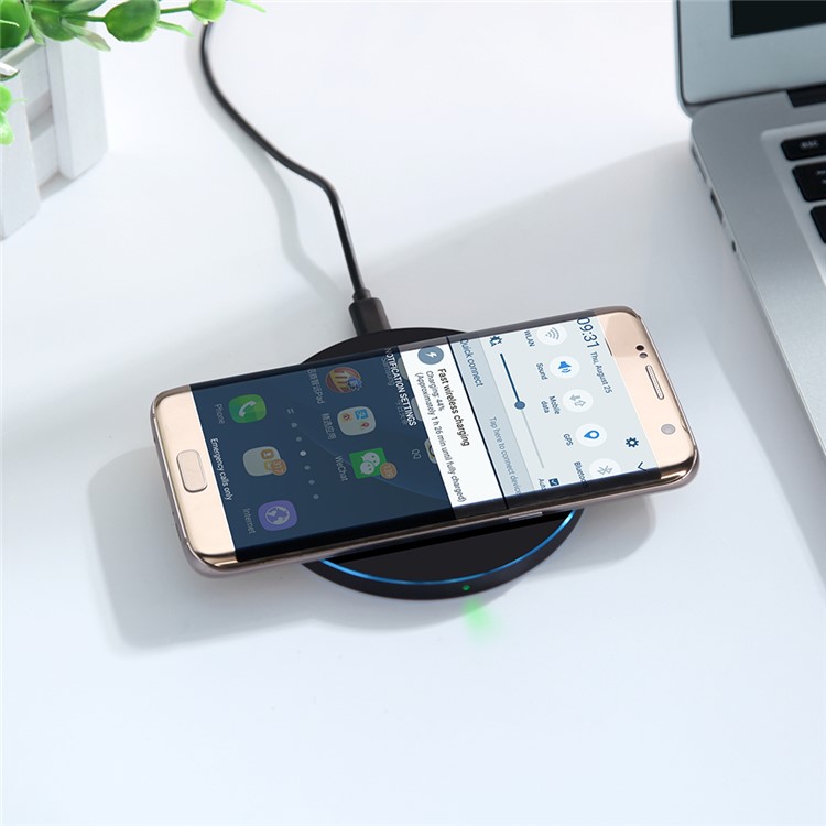 KD01 Portable Fast QI Standard Wireless Charging Pad with LED Light for Samsung Galaxy S6 edge / LG G4 etc. - Black-9