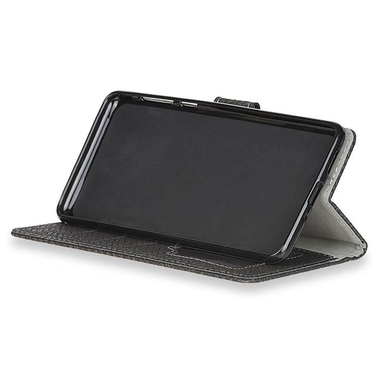 Woven Texture Wallet Magnetic Leather Protective Case with Stand for Alcatel A7 - Black-5