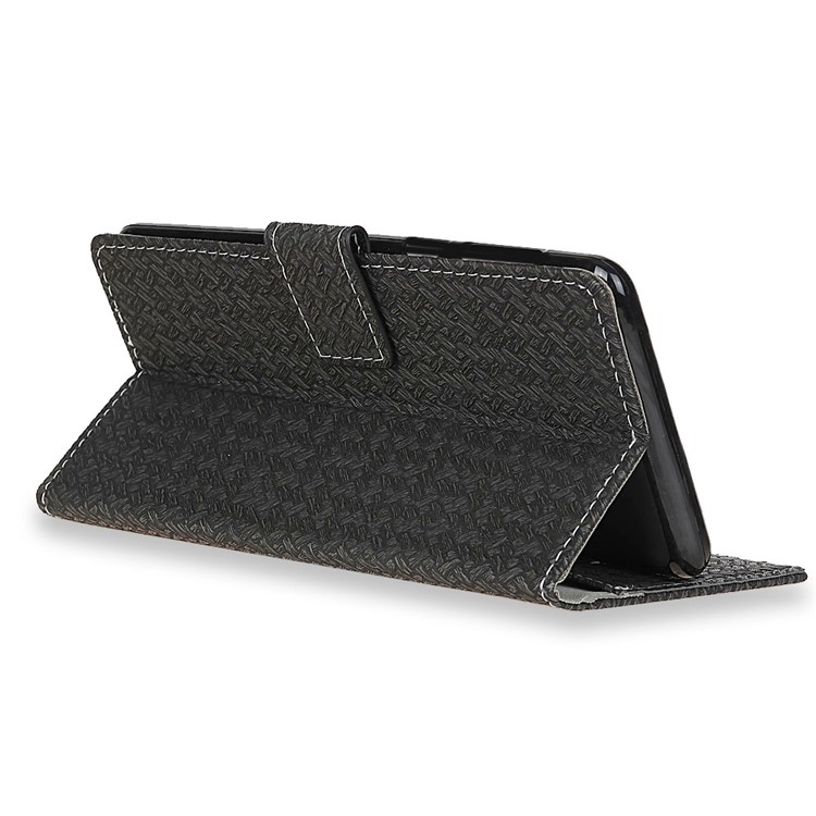 Woven Texture Wallet Magnetic Leather Protective Case with Stand for Alcatel A7 - Black-6