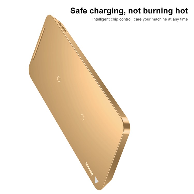 BASEUS 2-bobina Qi Almofada De Suporte De Carga Sem Fio Para Iphone X / 8/8 Plus / Samsung Galaxy Note8 / S8 / S7 / S6 Etc - Cor De Ouro-5