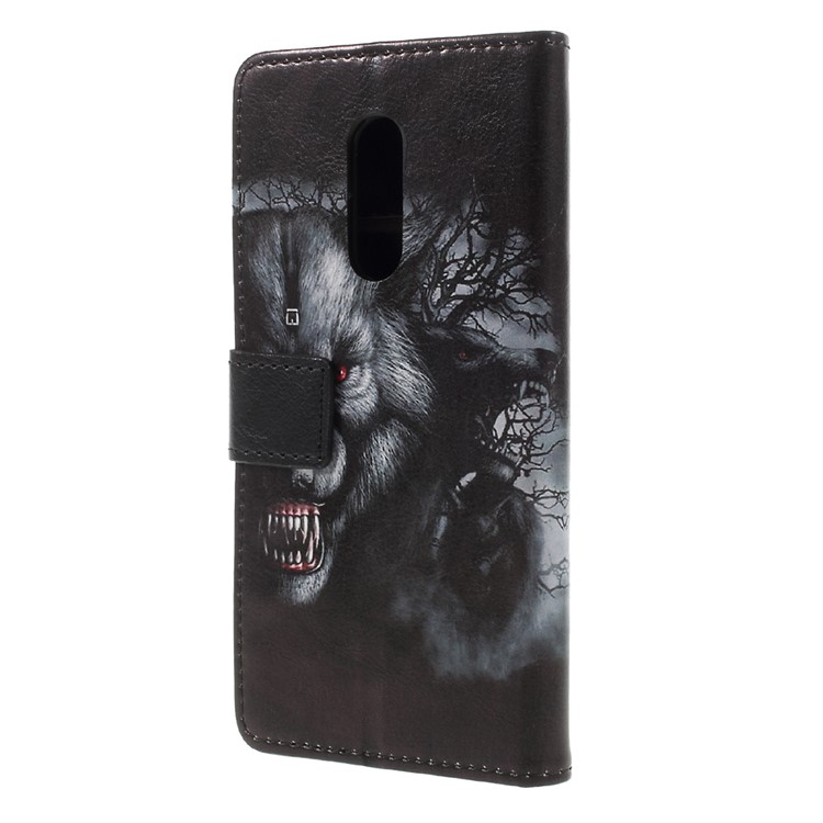 Pattern Printing Leather Wallet Case for Alcatel A7 - Wolf Pattern-2