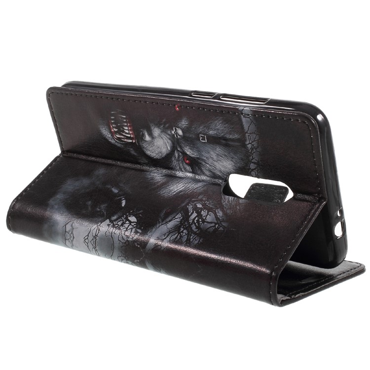 Pattern Printing Leather Wallet Case for Alcatel A7 - Wolf Pattern-5