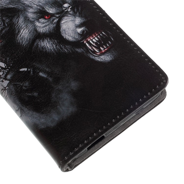 Pattern Printing Leather Wallet Case for Alcatel A7 - Wolf Pattern-7