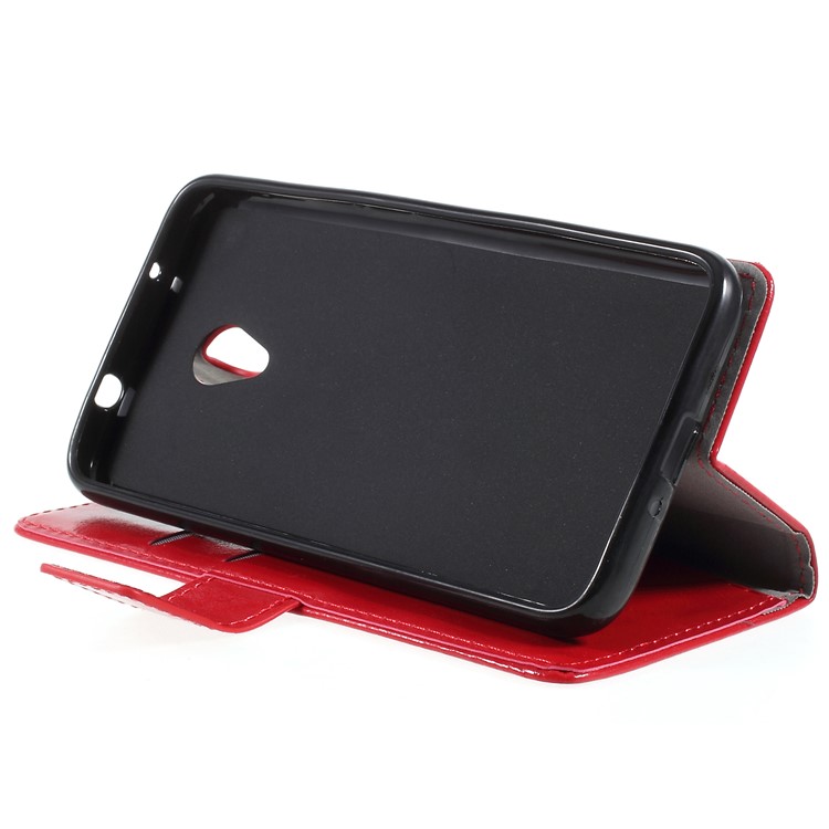 Crazy Horse Magnetic Stand Wallet Leather Mobile Phone Case for Alcatel U5 HD - Red-4