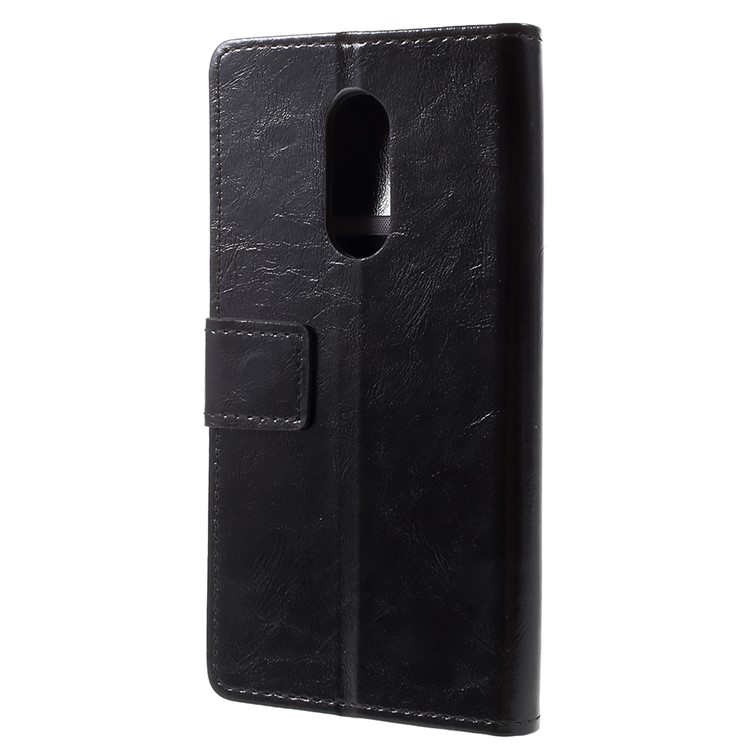Crazy Horse Leather Wallet Cell Phone Casing with Card Holders for Alcatel A3 Plus - Black-3