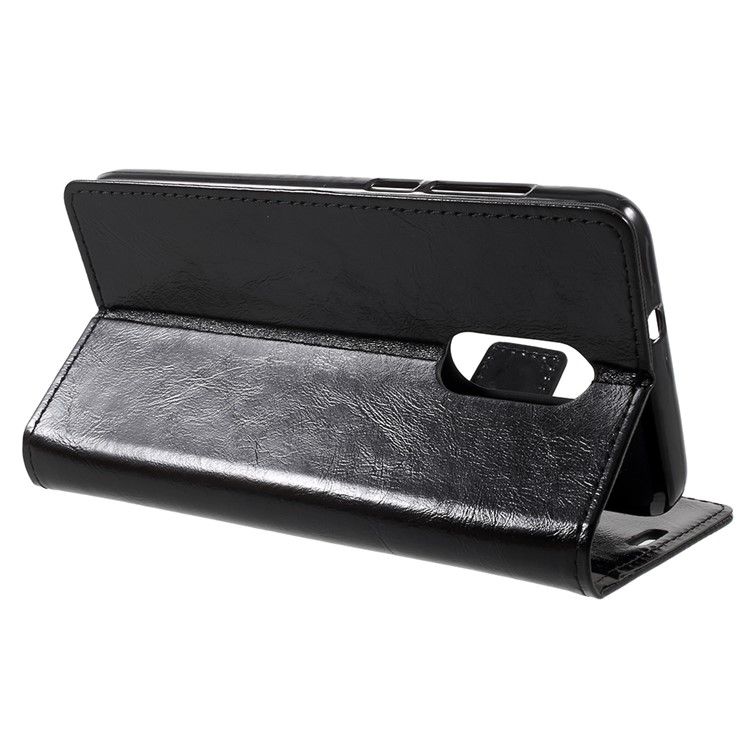 Crazy Horse Leather Wallet Cell Phone Casing with Card Holders for Alcatel A3 Plus - Black-4