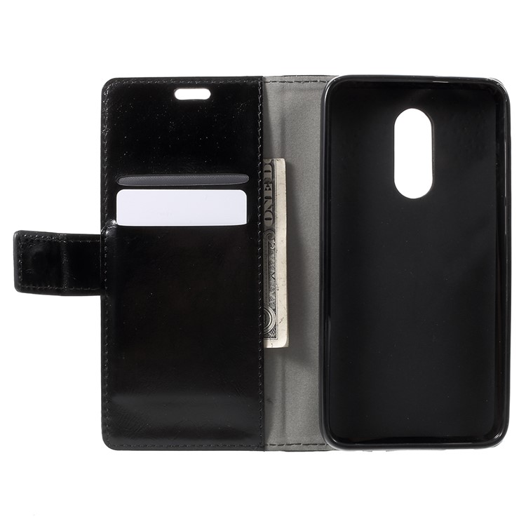Crazy Horse Leather Wallet Cell Phone Casing with Card Holders for Alcatel A3 Plus - Black-5