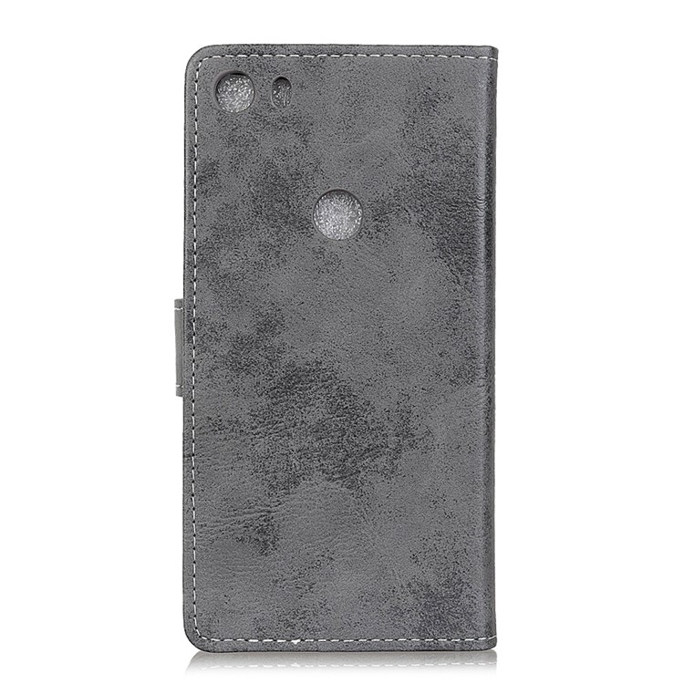 Vintage PU Leather Wallet Stand Mobile Case for Alcatel Idol 5 - Grey-3