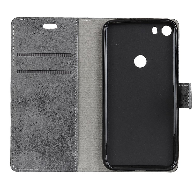 Vintage PU Leather Wallet Stand Mobile Case for Alcatel Idol 5 - Grey-6