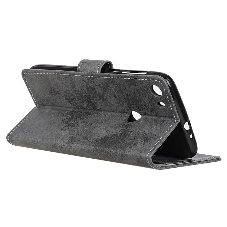 Vintage PU Leather Wallet Stand Mobile Case for Alcatel Idol 5 - Grey-7