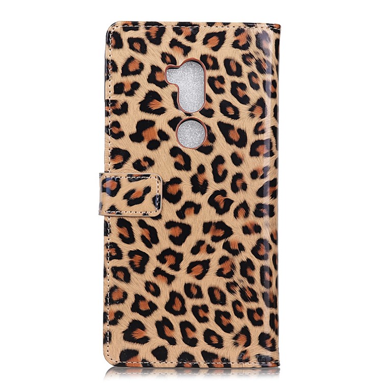 Glossy Leopard Wallet Leather Case Cover for Alcatel A7 XL with Stand-2