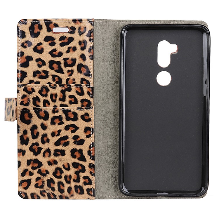 Glossy Leopard Wallet Leather Case Cover for Alcatel A7 XL with Stand-5