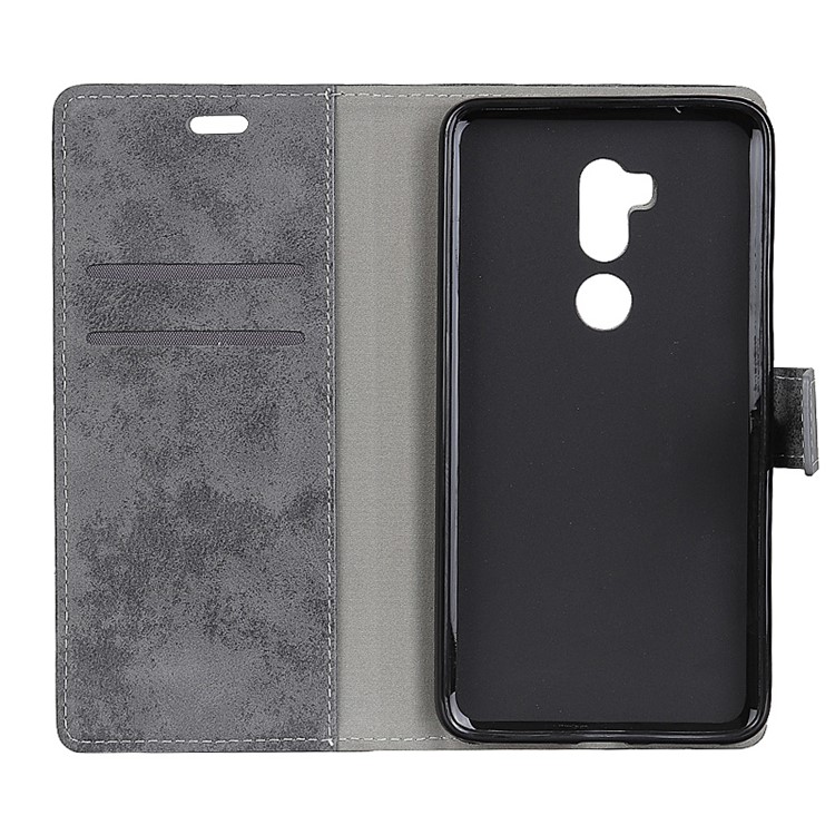 Vintage Style Wallet Stand Leather Protection Case for Alcatel A7 XL - Grey-6