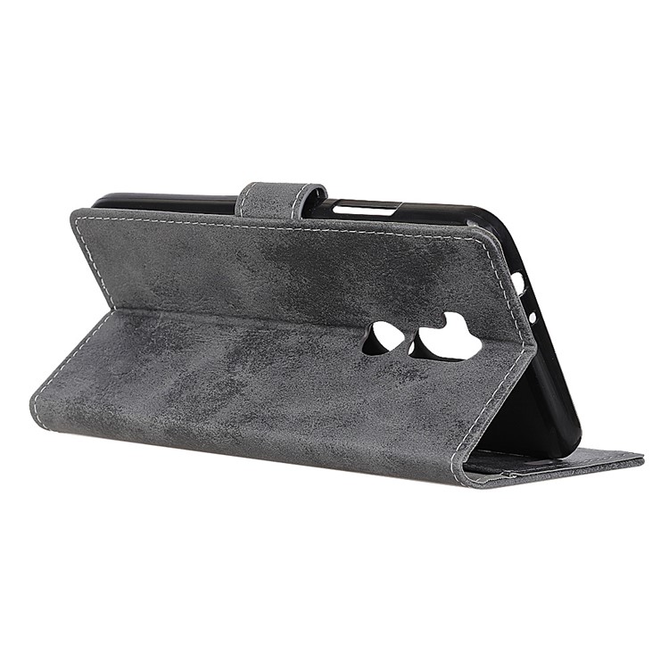Vintage Style Wallet Stand Leather Protection Case for Alcatel A7 XL - Grey-7
