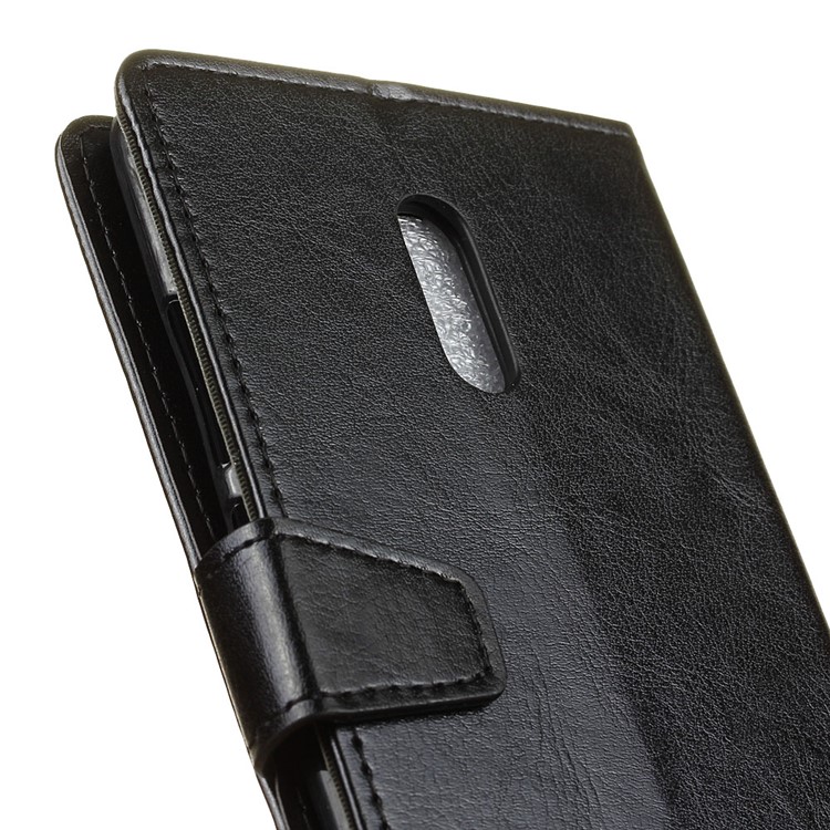 Crazy Horse Stand Wallet Leather Cell Phone Case for Alcatel A3 Plus - Black-3