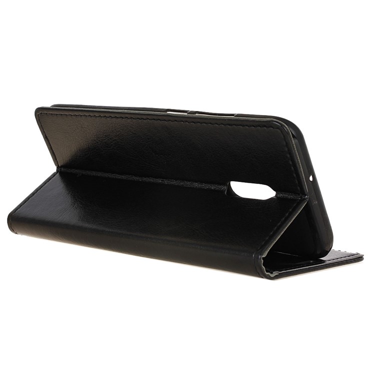 Crazy Horse Stand Wallet Leather Cell Phone Case for Alcatel A3 Plus - Black-6