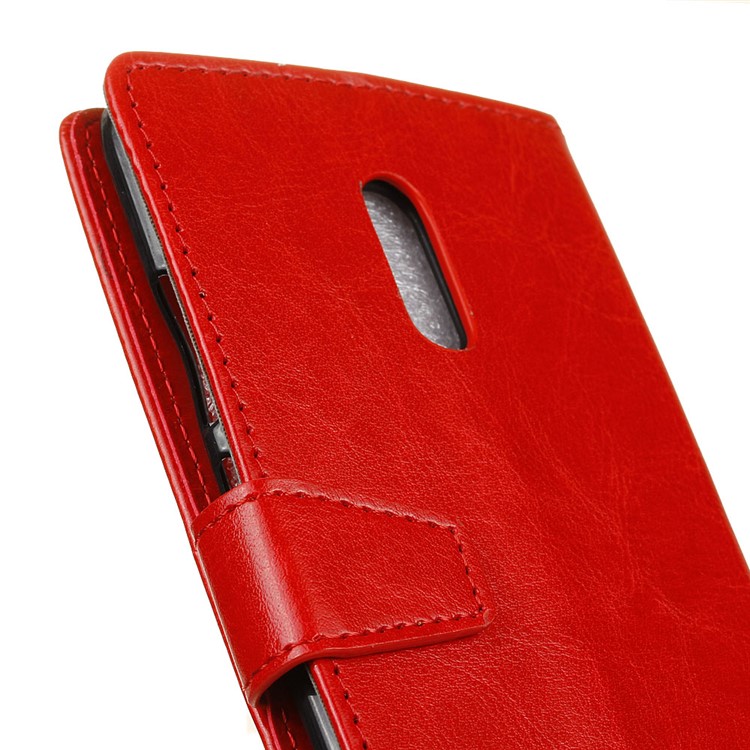 Crazy Horse Stand Wallet Leather Cell Phone Shell for Alcatel A3 Plus - Red-3