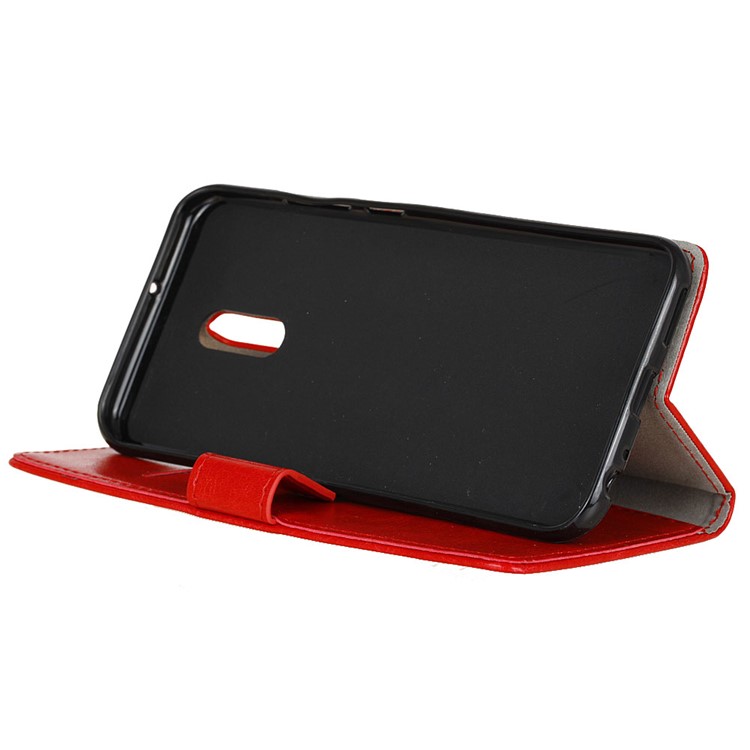 Crazy Horse Stand Wallet Leather Cell Phone Shell for Alcatel A3 Plus - Red-5