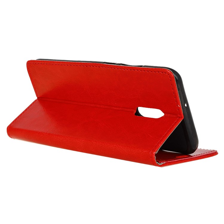 Crazy Horse Stand Wallet Leather Cell Phone Shell for Alcatel A3 Plus - Red-6