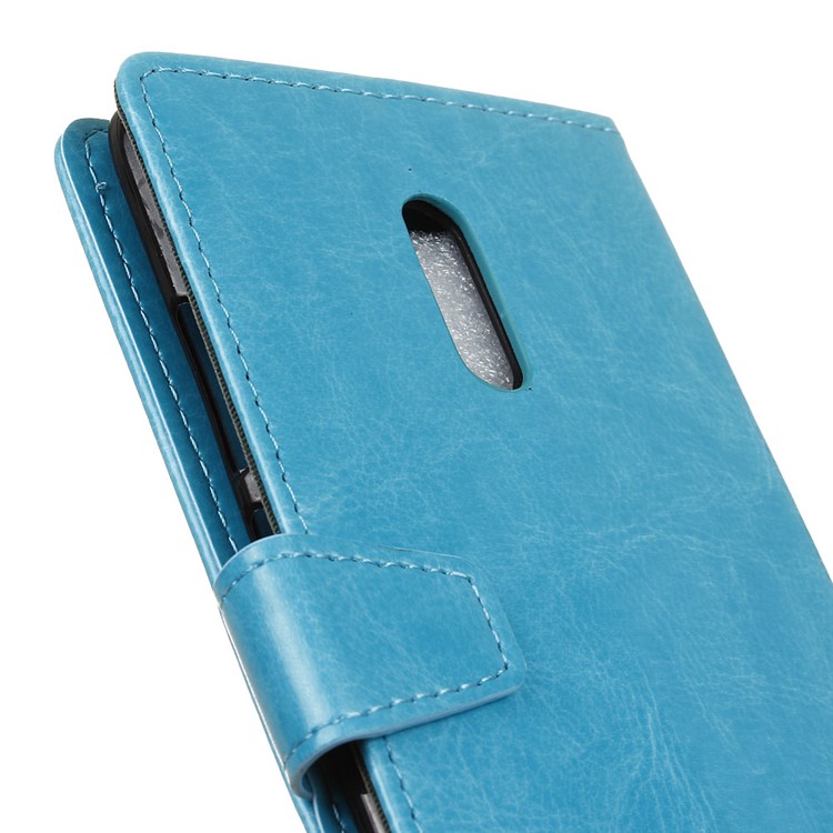Crazy Horse Stand Wallet Leather Mobile Phone Cover for Alcatel A3 Plus - Blue-4