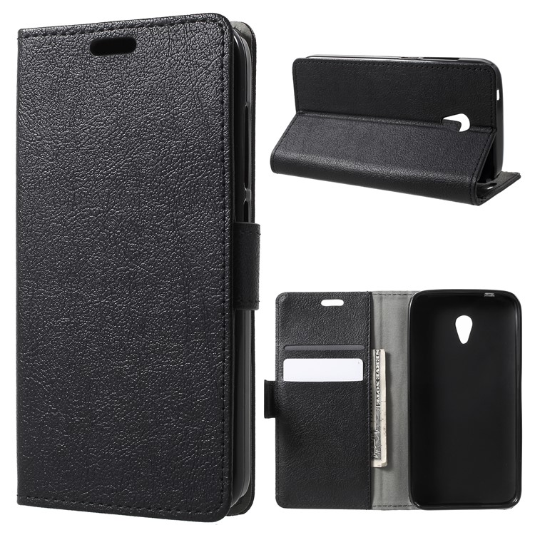 Wallet Magnetic Stand Leather Mobile Phone Shell for Alcatel U5 (3G Version) - Black-1
