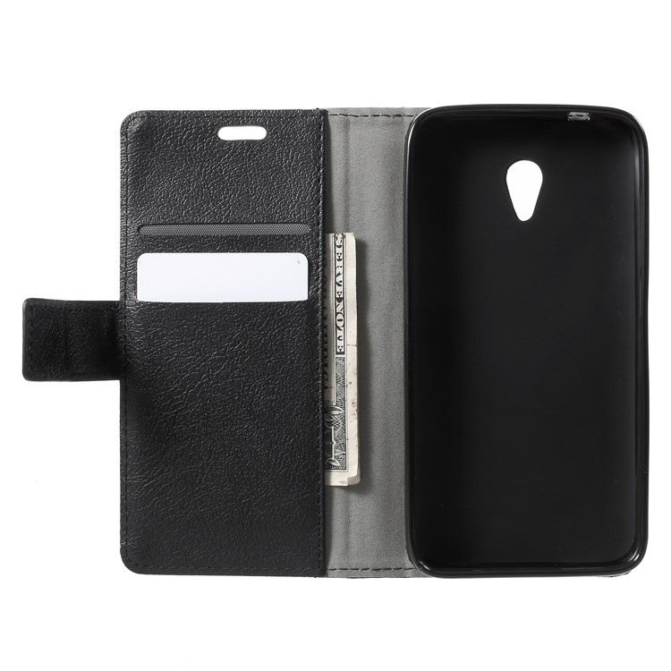 Wallet Magnetic Stand Leather Mobile Phone Shell for Alcatel U5 (3G Version) - Black-5