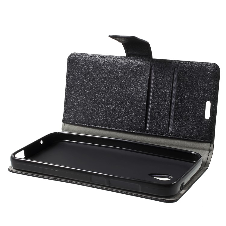 Wallet Magnetic Stand Leather Mobile Phone Shell for Alcatel U5 (3G Version) - Black-6