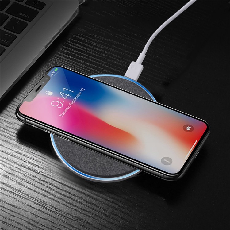 D6 Plus Ultra-thin Fast Wireless Charging Charger Pad for iPhone 8/Samsung Galaxy S8 etc. - Black-5