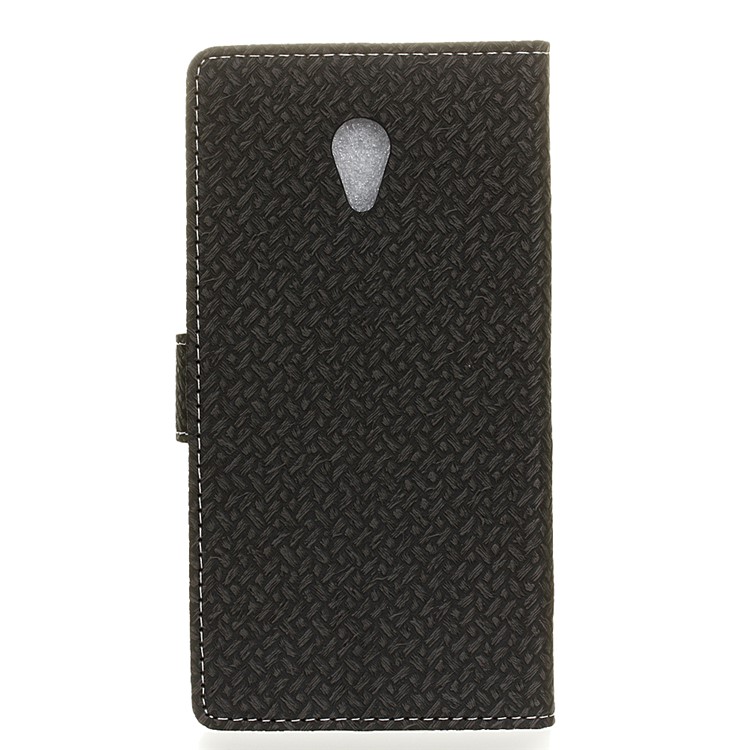 Woven Texture Wallet Stand Leather Case for Alcatel U5 HD - Black-2