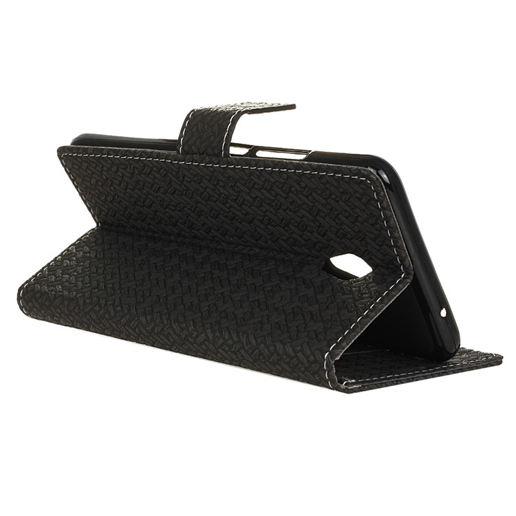 Woven Texture Wallet Stand Leather Case for Alcatel U5 HD - Black-3