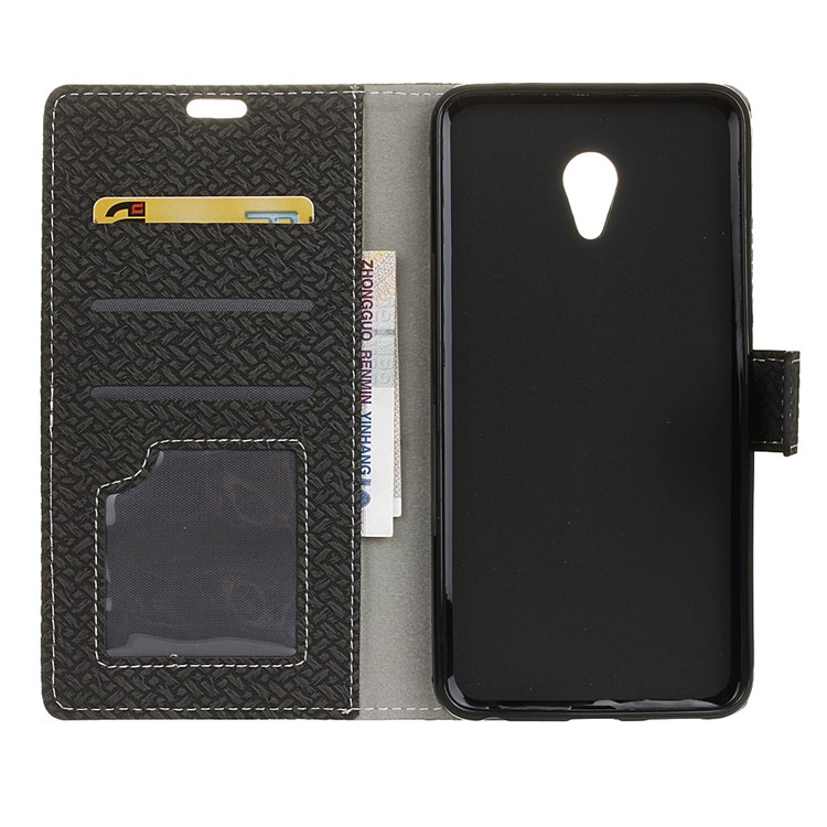 Woven Texture Wallet Stand Leather Case for Alcatel U5 HD - Black-4