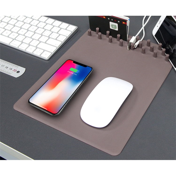 Qi Wireless Charging Organizer Storage Pad Mouse Pad - Black-2